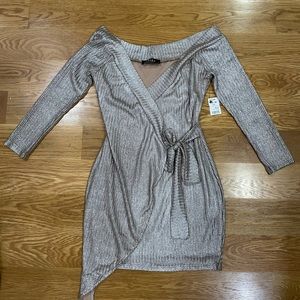 Akira long sleeve metallic mini dress